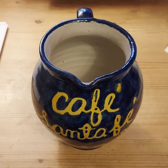 Mexican Blue Pottery Pitcher Jug Talavera Amora signed Vintage - Picture 14 of 16